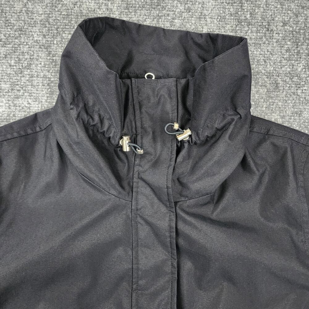 Lands End Jacket Womens Medium Black Full Zip Snap Front Plaid Lined Pocket Coat - Picture 8 of 16